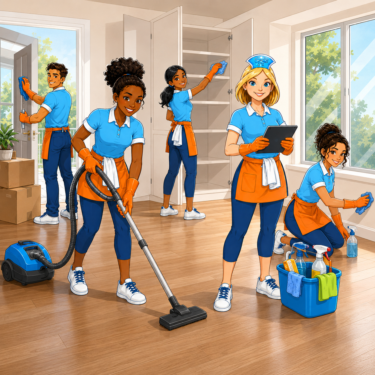 Moving Cleaning: Superkleen team completing a move-in or move-out clean in an empty home.